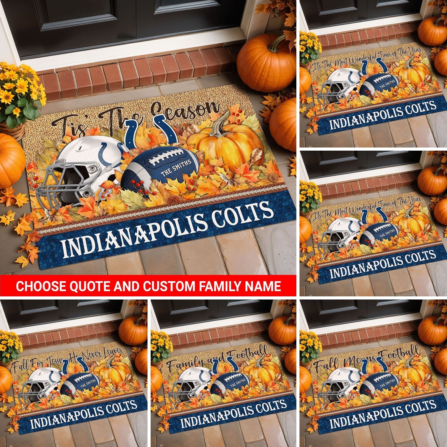 Indianapolis Colts Doormat Custom Your Family Name And Choose Your Quotes, Sport Doormat, Sport Gifts For Fan EHIVM-60421N