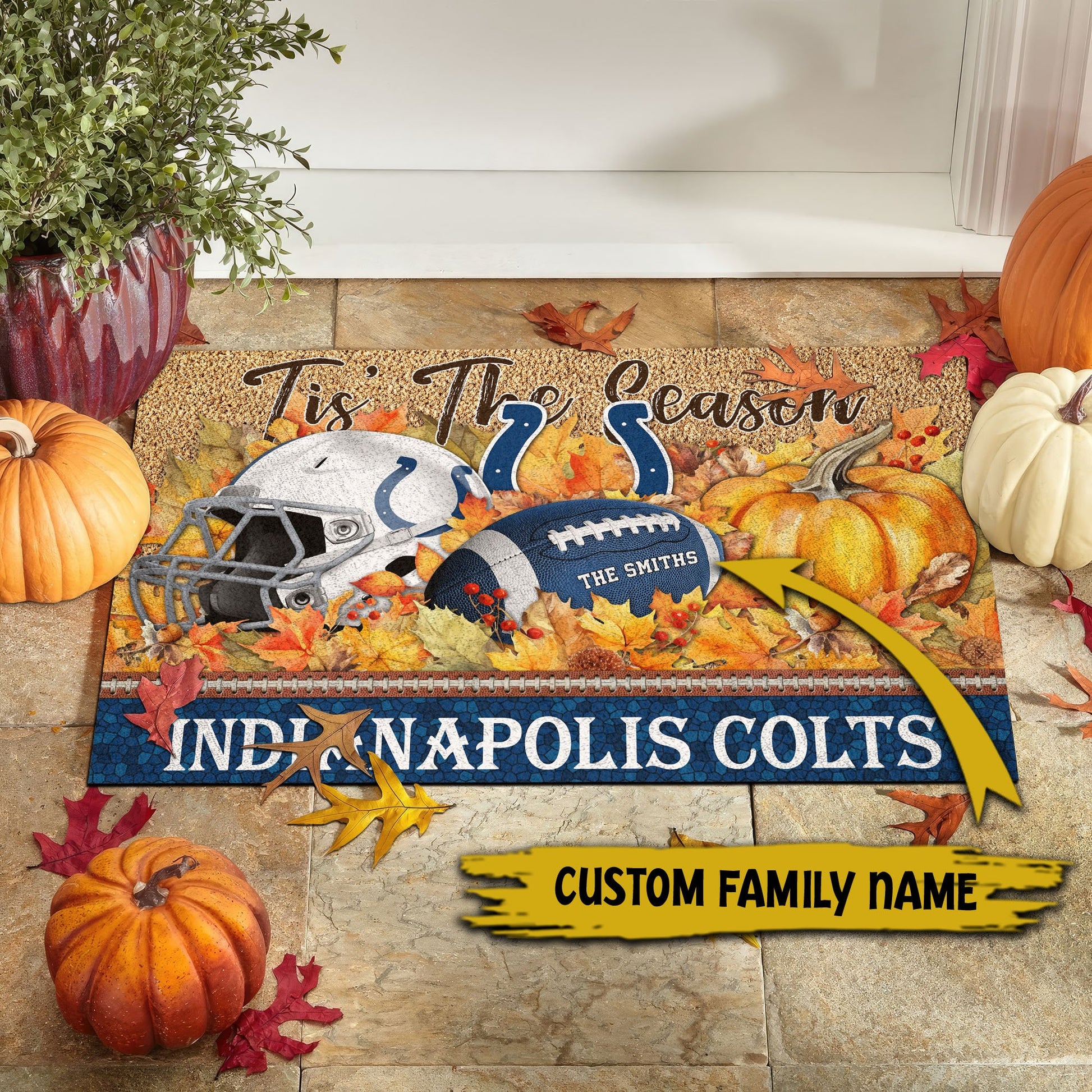 Indianapolis Colts Doormat Custom Your Family Name And Choose Your Quotes, Sport Doormat, Sport Gifts For Fan EHIVM-60421N