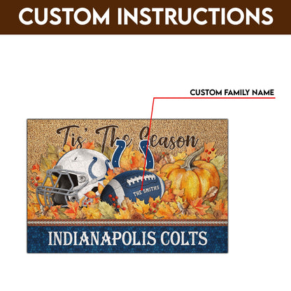 Indianapolis Colts Doormat Custom Your Family Name And Choose Your Quotes, Sport Doormat, Sport Gifts For Fan