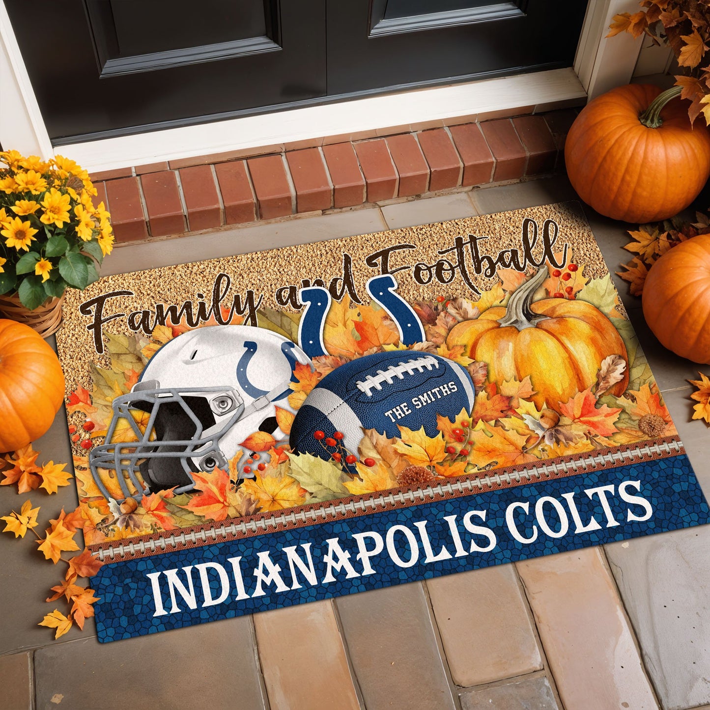 Indianapolis Colts Doormat Custom Your Family Name And Choose Your Quotes, Sport Doormat, Sport Gifts For Fan