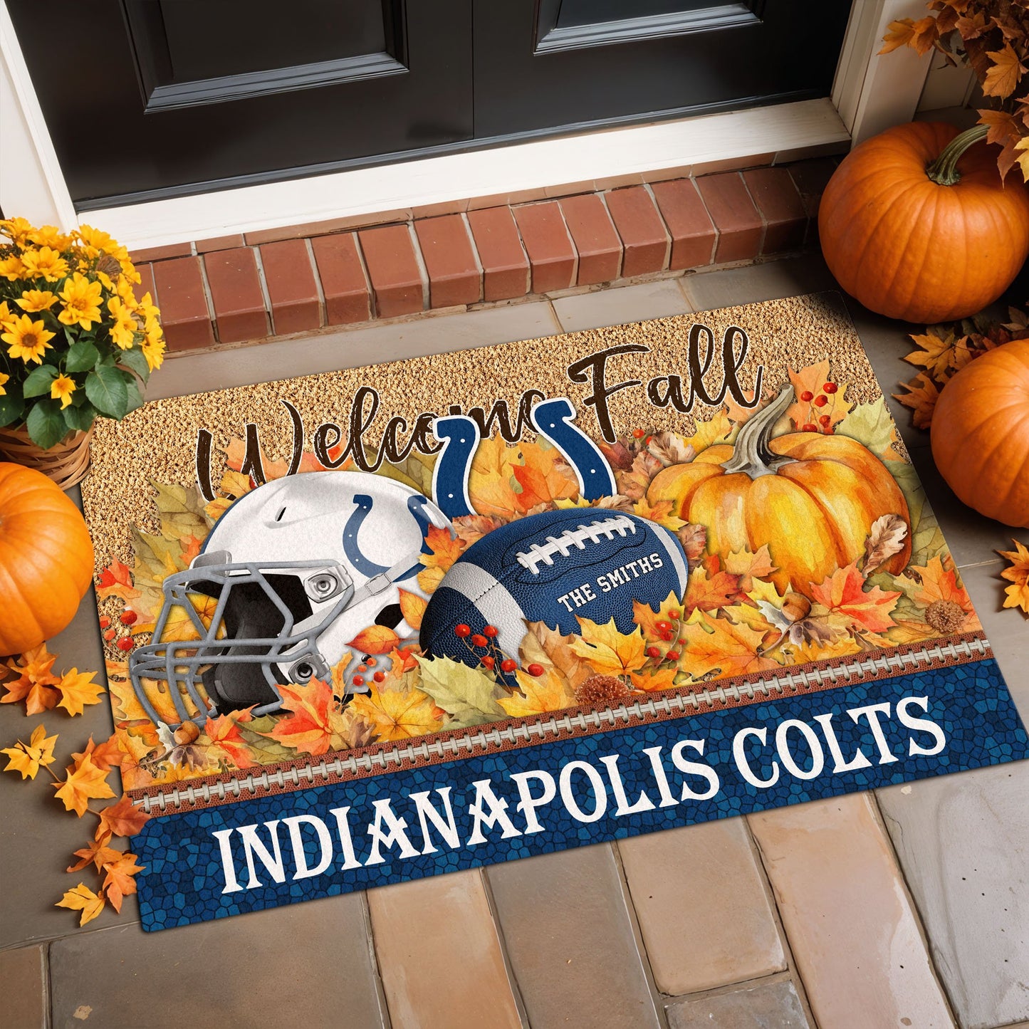 Indianapolis Colts Doormat Custom Your Family Name And Choose Your Quotes, Sport Doormat, Sport Gifts For Fan