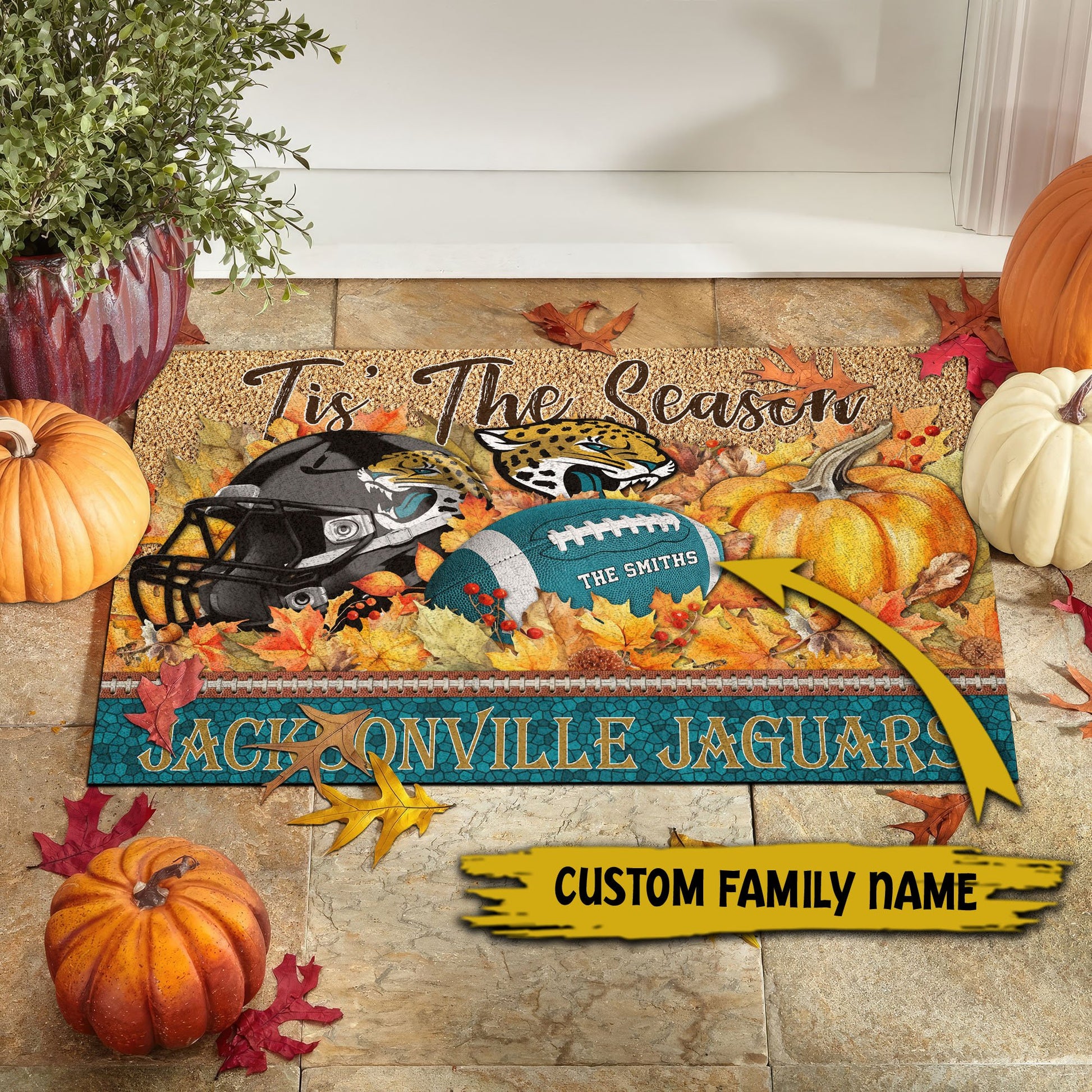 Jacksonville Jaguars Doormat Custom Your Family Name And Choose Your Quotes, Sport Doormat, Sport Gifts For Fan EHIVM-60421N