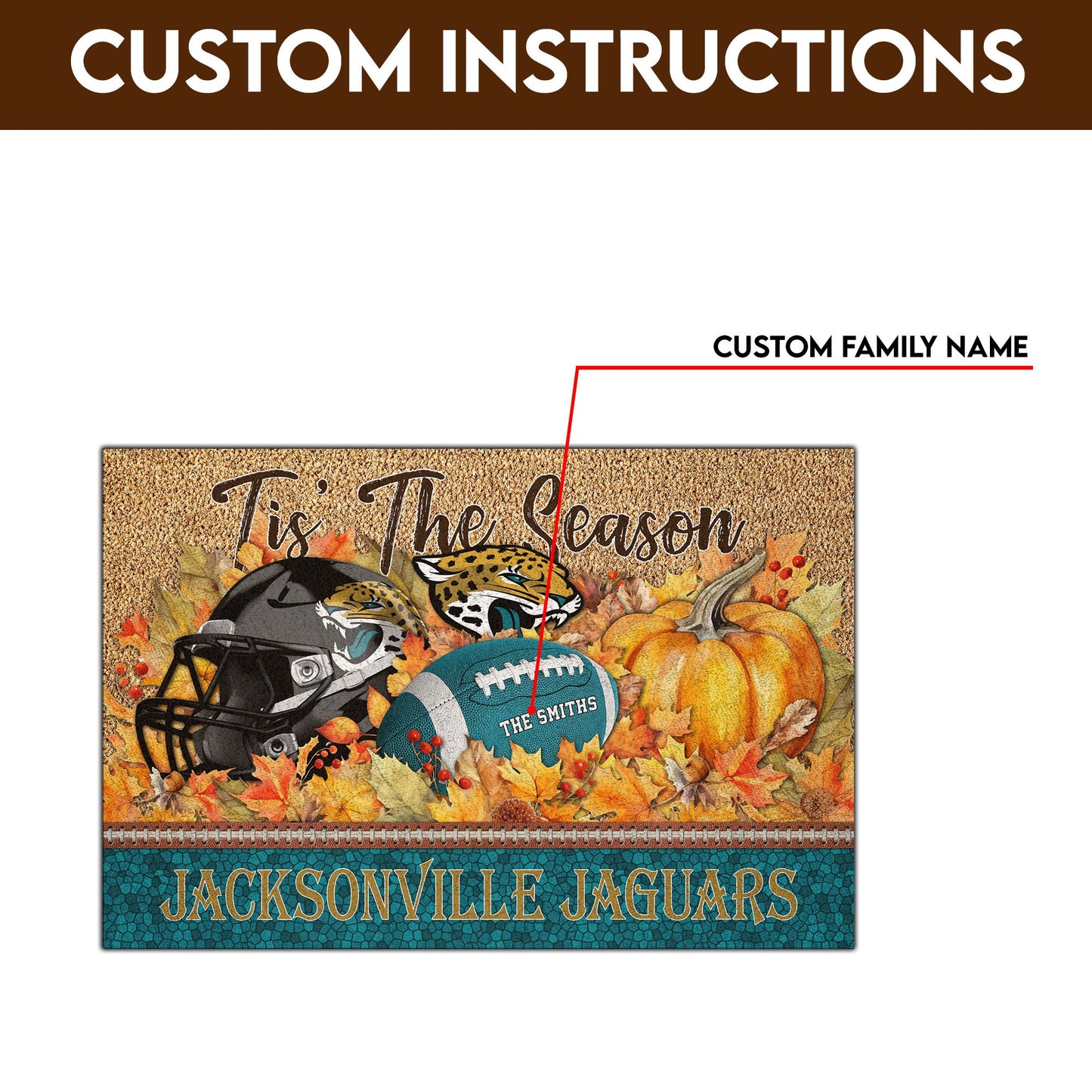 Jacksonville Jaguars Doormat Custom Your Family Name And Choose Your Quotes, Sport Doormat, Sport Gifts For Fan