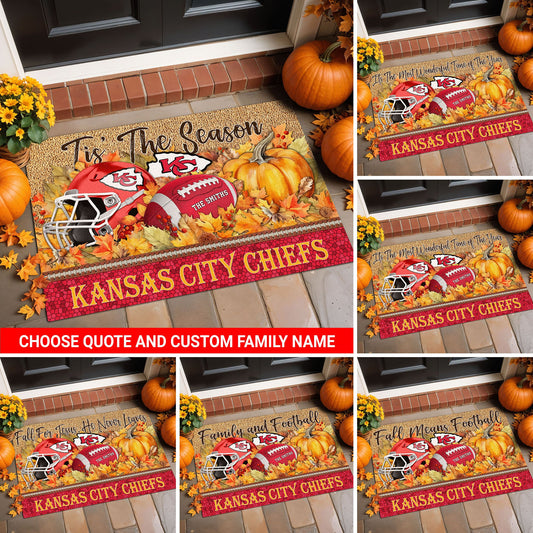 Kansas City Chiefs Doormat Custom Your Family Name And Choose Your Quotes, Sport Doormat, Sport Gifts For Fan EHIVM-60421N