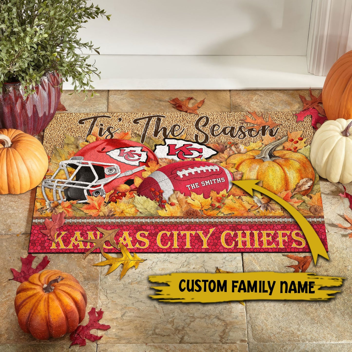 Kansas City Chiefs Doormat Custom Your Family Name And Choose Your Quotes, Sport Doormat, Sport Gifts For Fan EHIVM-60421N