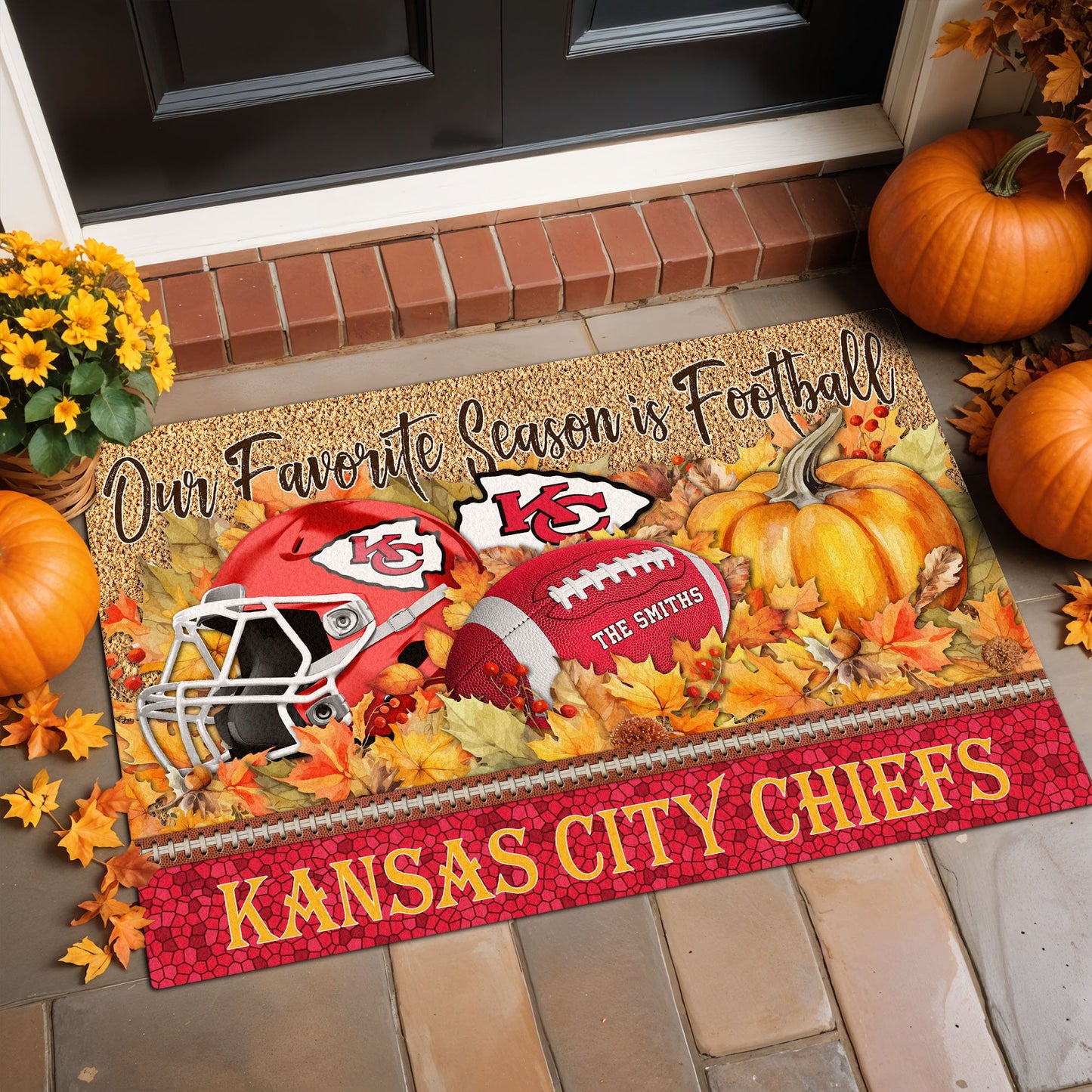 Kansas City Chiefs Doormat Custom Your Family Name And Choose Your Quotes, Sport Doormat, Sport Gifts For Fan