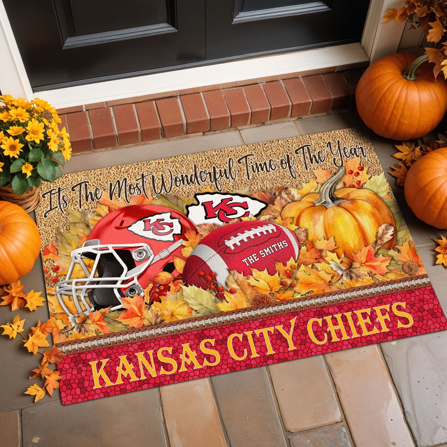 Kansas City Chiefs Doormat Custom Your Family Name And Choose Your Quotes, Sport Doormat, Sport Gifts For Fan