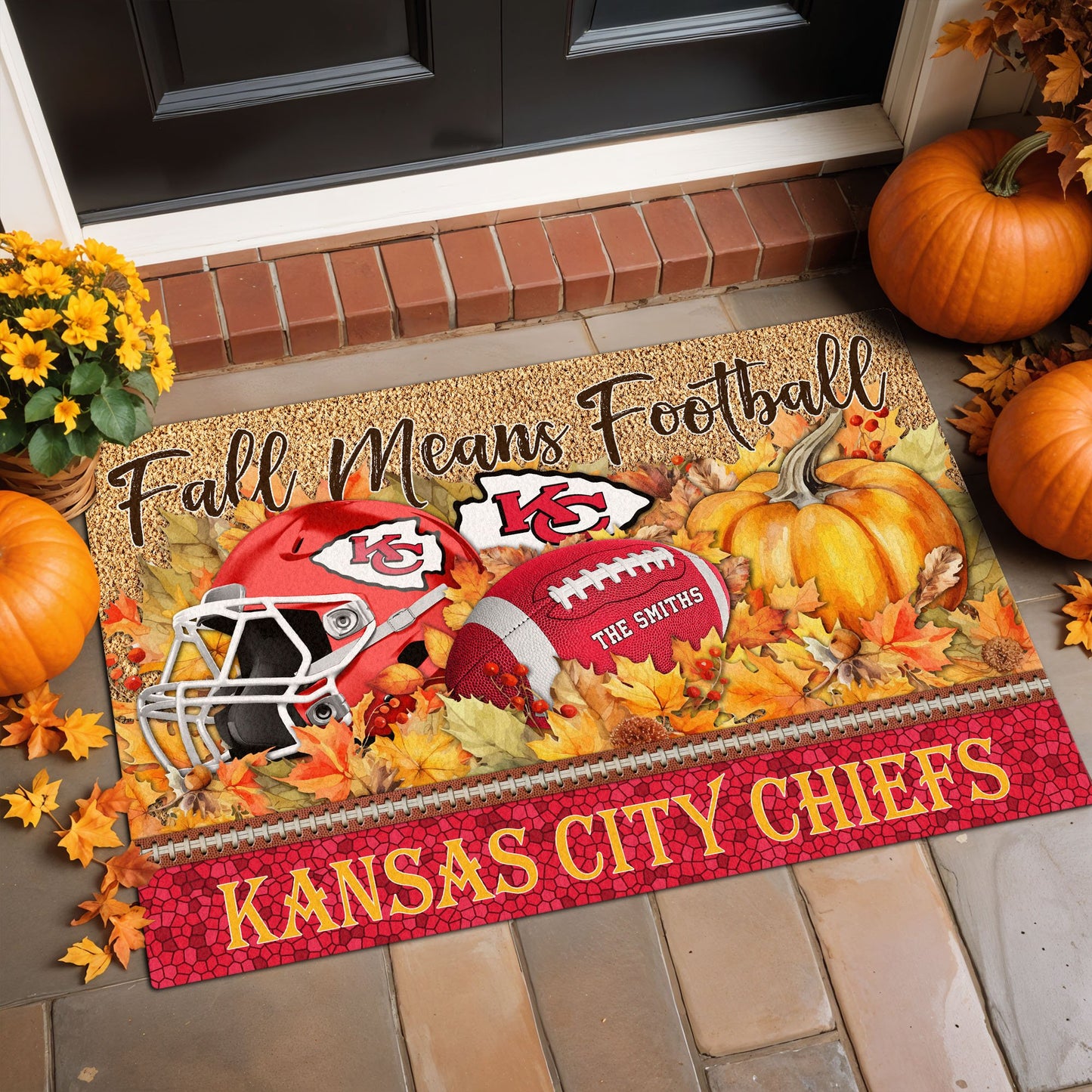 Kansas City Chiefs Doormat Custom Your Family Name And Choose Your Quotes, Sport Doormat, Sport Gifts For Fan