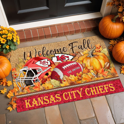 Kansas City Chiefs Doormat Custom Your Family Name And Choose Your Quotes, Sport Doormat, Sport Gifts For Fan