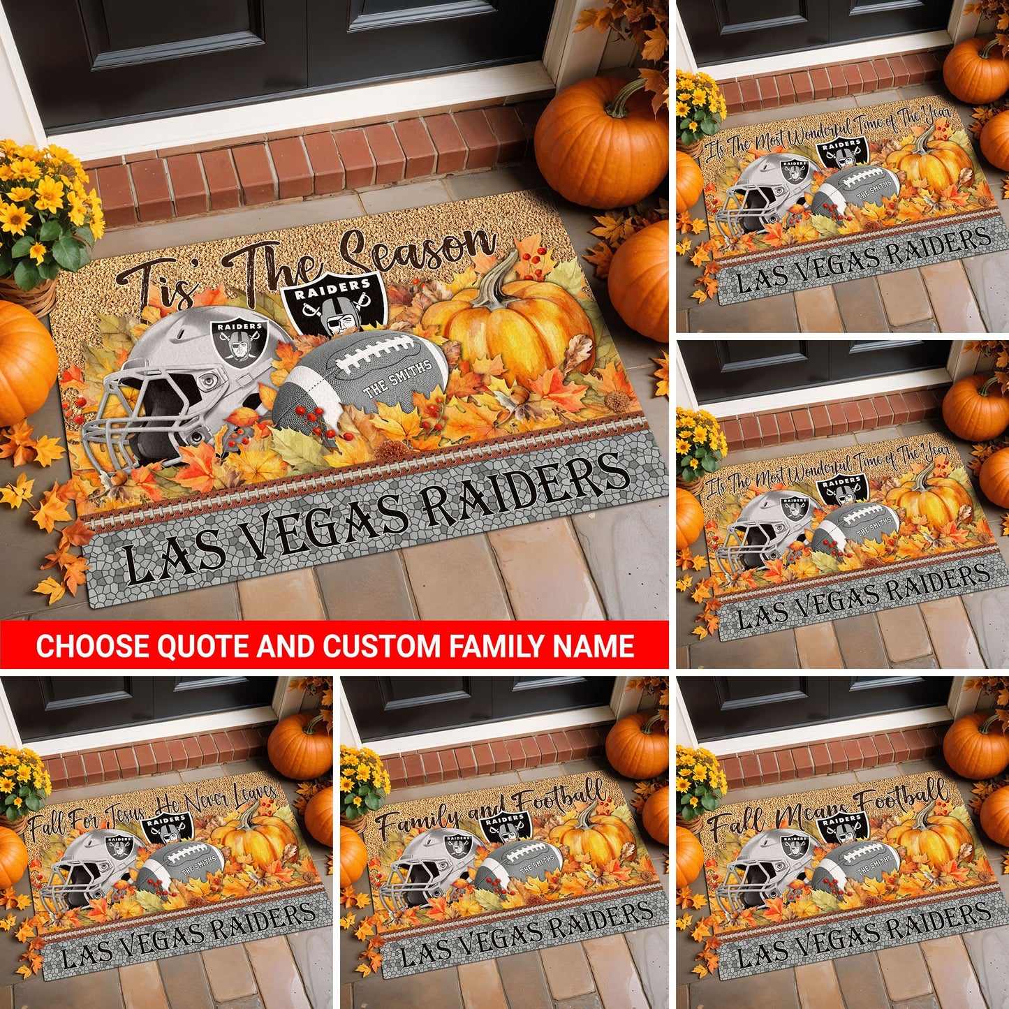 Las Vegas Raiders Doormat Custom Your Family Name And Choose Your Quotes, Sport Doormat, Sport Gifts For Fan EHIVM-60421N