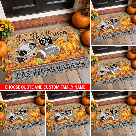 Las Vegas Raiders Doormat Custom Your Family Name And Choose Your Quotes, Sport Doormat, Sport Gifts For Fan EHIVM-60421N
