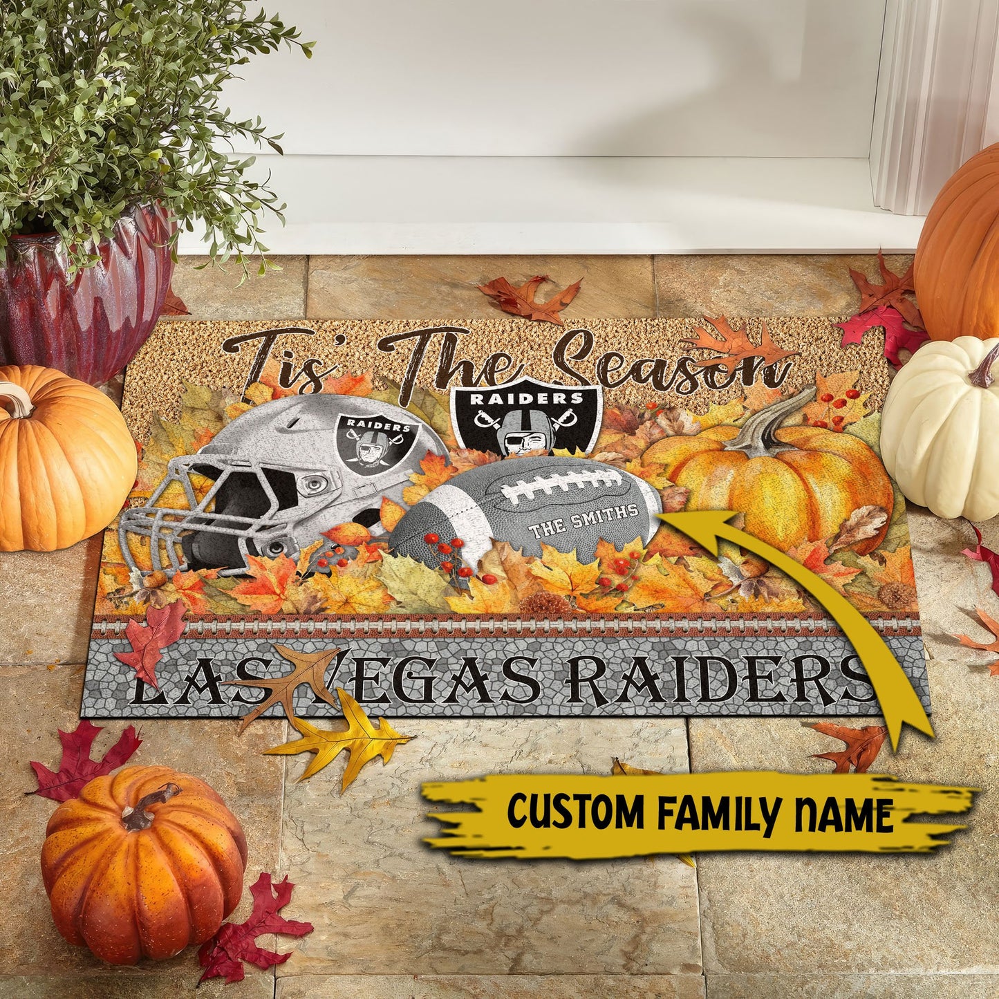 Las Vegas Raiders Doormat Custom Your Family Name And Choose Your Quotes, Sport Doormat, Sport Gifts For Fan EHIVM-60421N