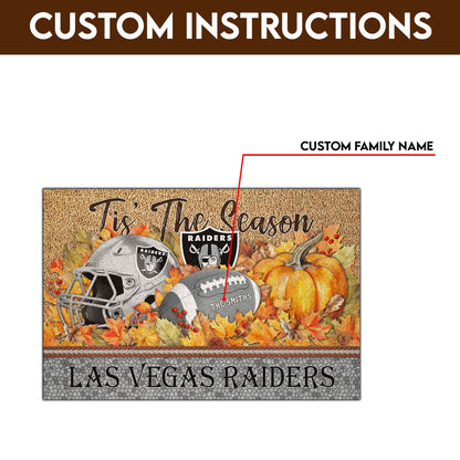 Las Vegas Raiders Doormat Custom Your Family Name And Choose Your Quotes, Sport Doormat, Sport Gifts For Fan
