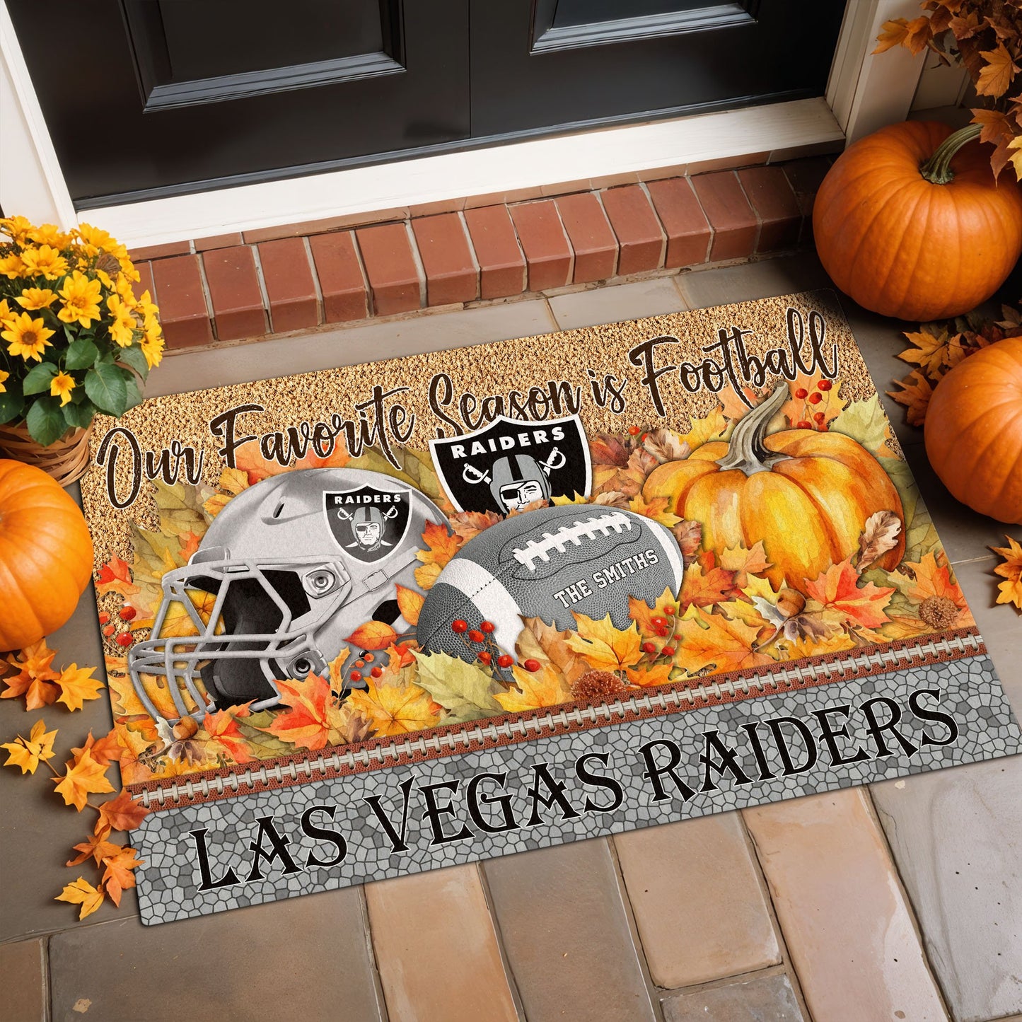 Las Vegas Raiders Doormat Custom Your Family Name And Choose Your Quotes, Sport Doormat, Sport Gifts For Fan