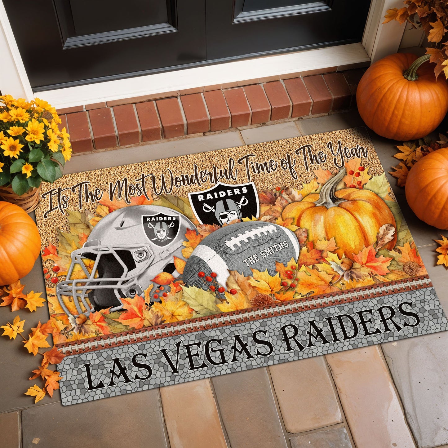 Las Vegas Raiders Doormat Custom Your Family Name And Choose Your Quotes, Sport Doormat, Sport Gifts For Fan