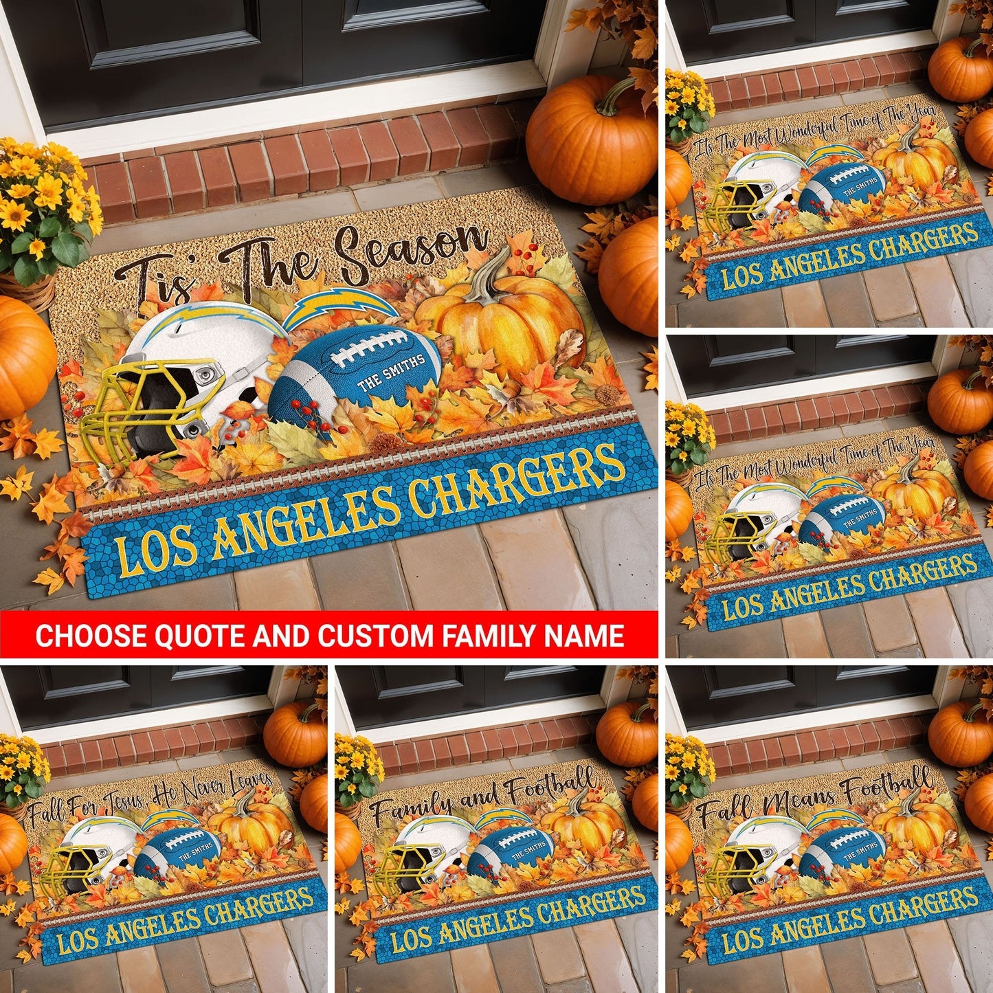 Los Angeles Chargers Doormat Custom Your Family Name And Choose Your Quotes, Sport Doormat, Sport Gifts For Fan EHIVM-60421N