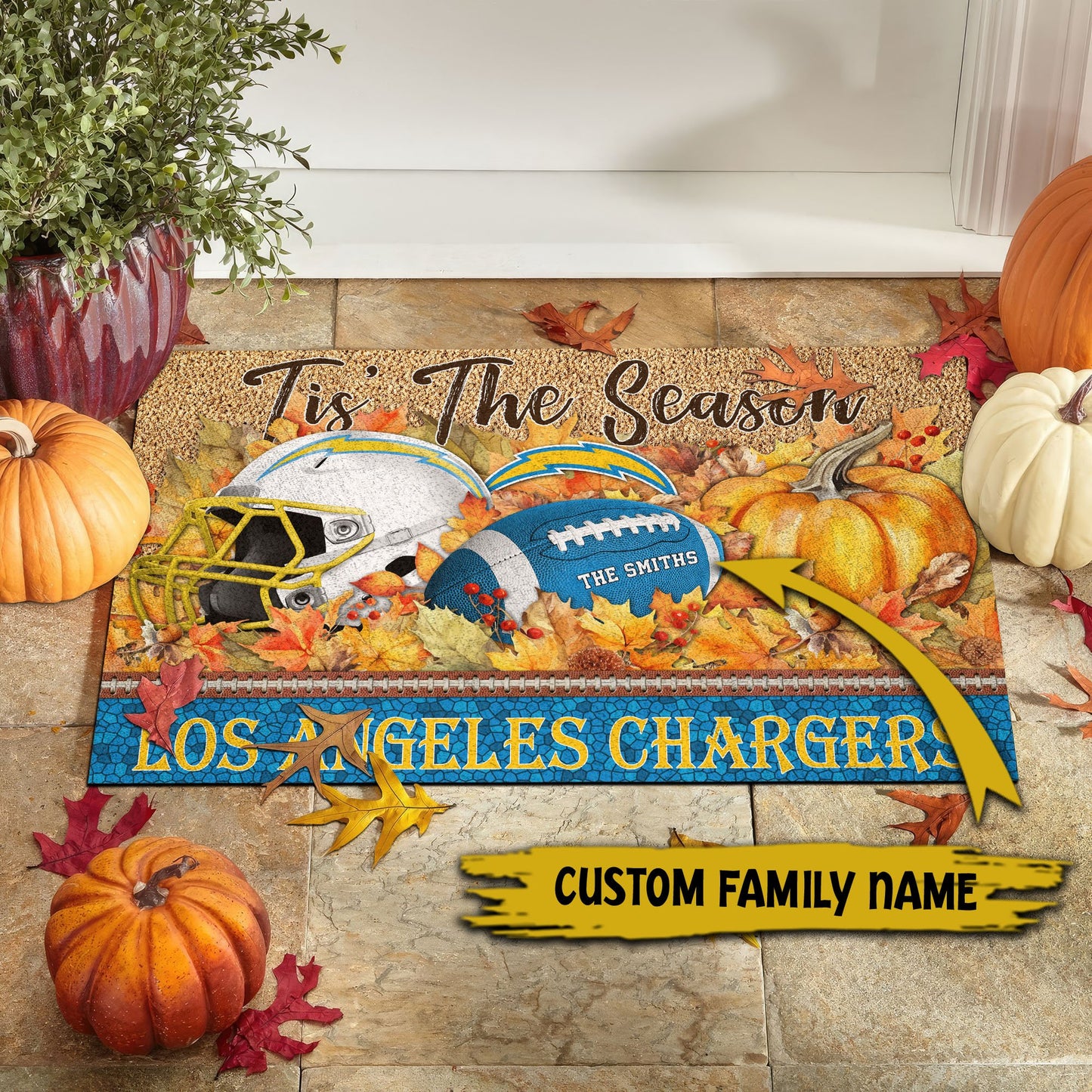 Los Angeles Chargers Doormat Custom Your Family Name And Choose Your Quotes, Sport Doormat, Sport Gifts For Fan EHIVM-60421N