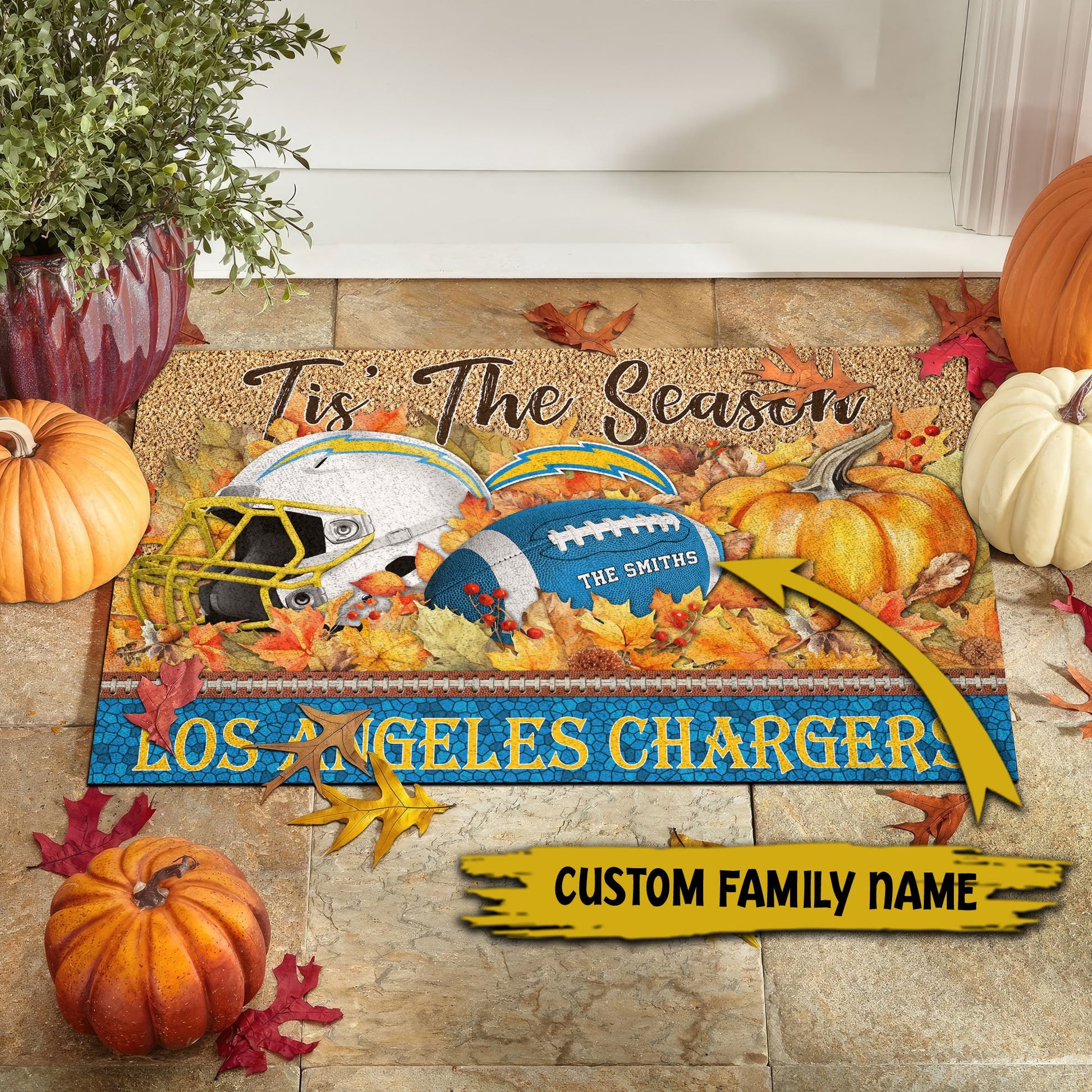 Los Angeles Chargers Doormat Custom Your Family Name And Choose Your Quotes, Sport Doormat, Sport Gifts For Fan EHIVM-60421N