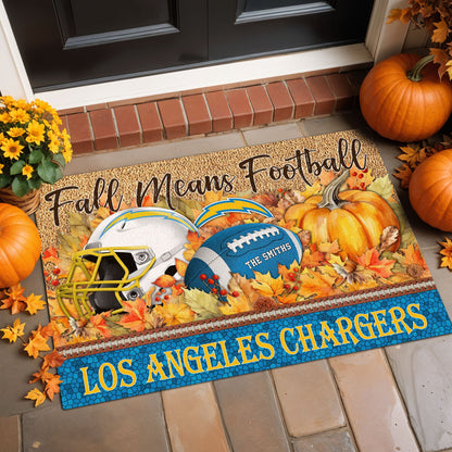 Los Angeles Chargers Doormat Custom Your Family Name And Choose Your Quotes, Sport Doormat, Sport Gifts For Fan