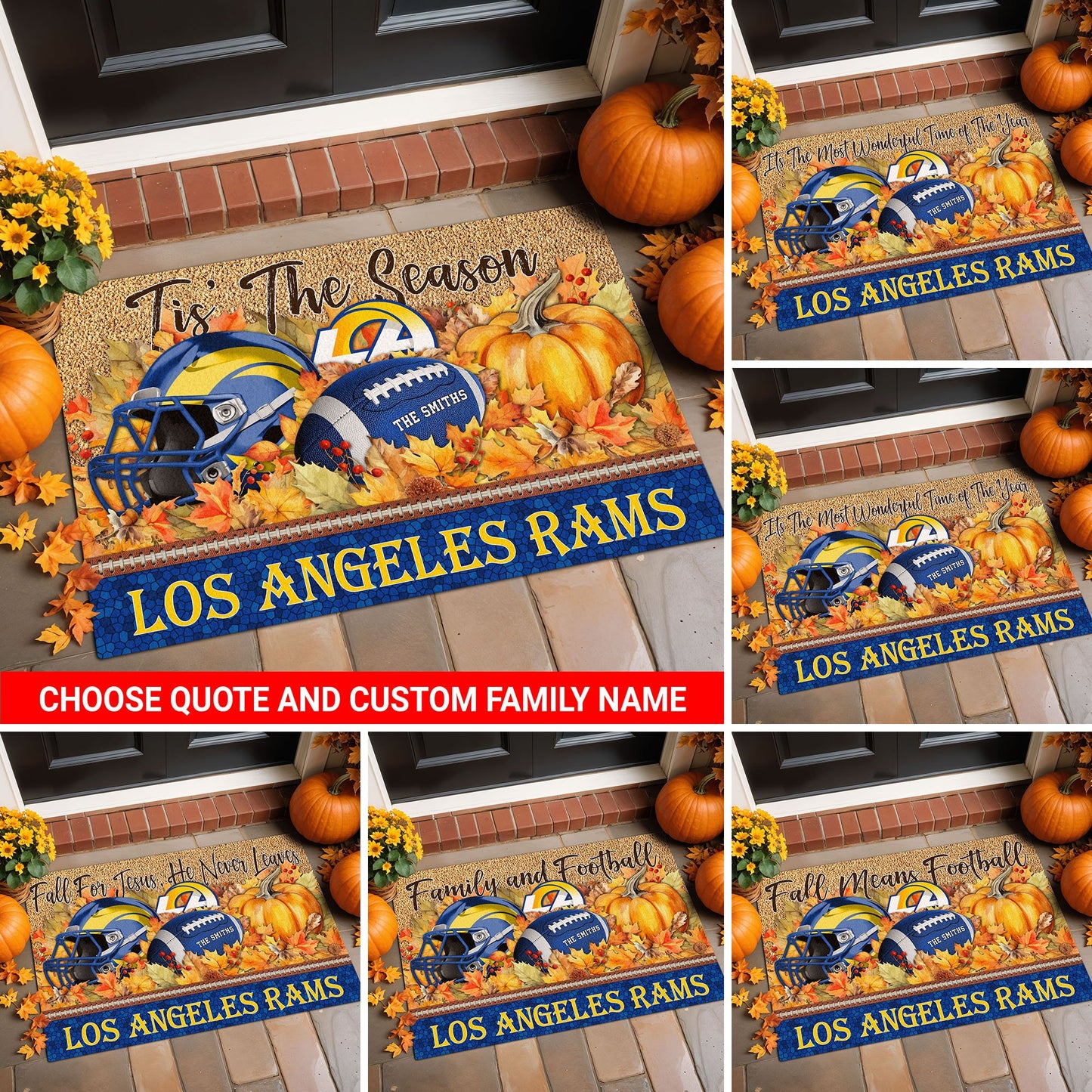 Los Angeles Rams Doormat Custom Your Family Name And Choose Your Quotes, Sport Doormat, Sport Gifts For Fan EHIVM-60421N