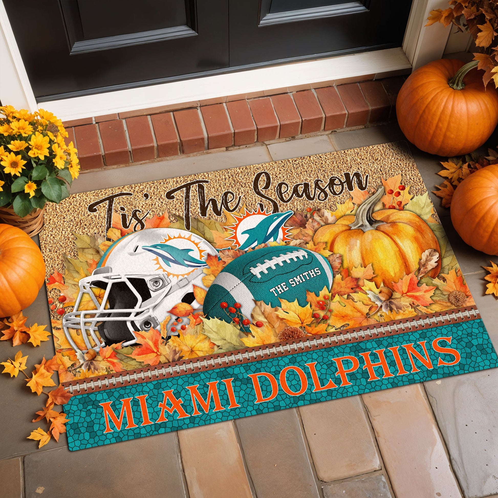 Miami Dolphins Doormat Custom Your Family Name And Choose Your Quotes, Sport Doormat, Sport Gifts For Fan EHIVM-60421N