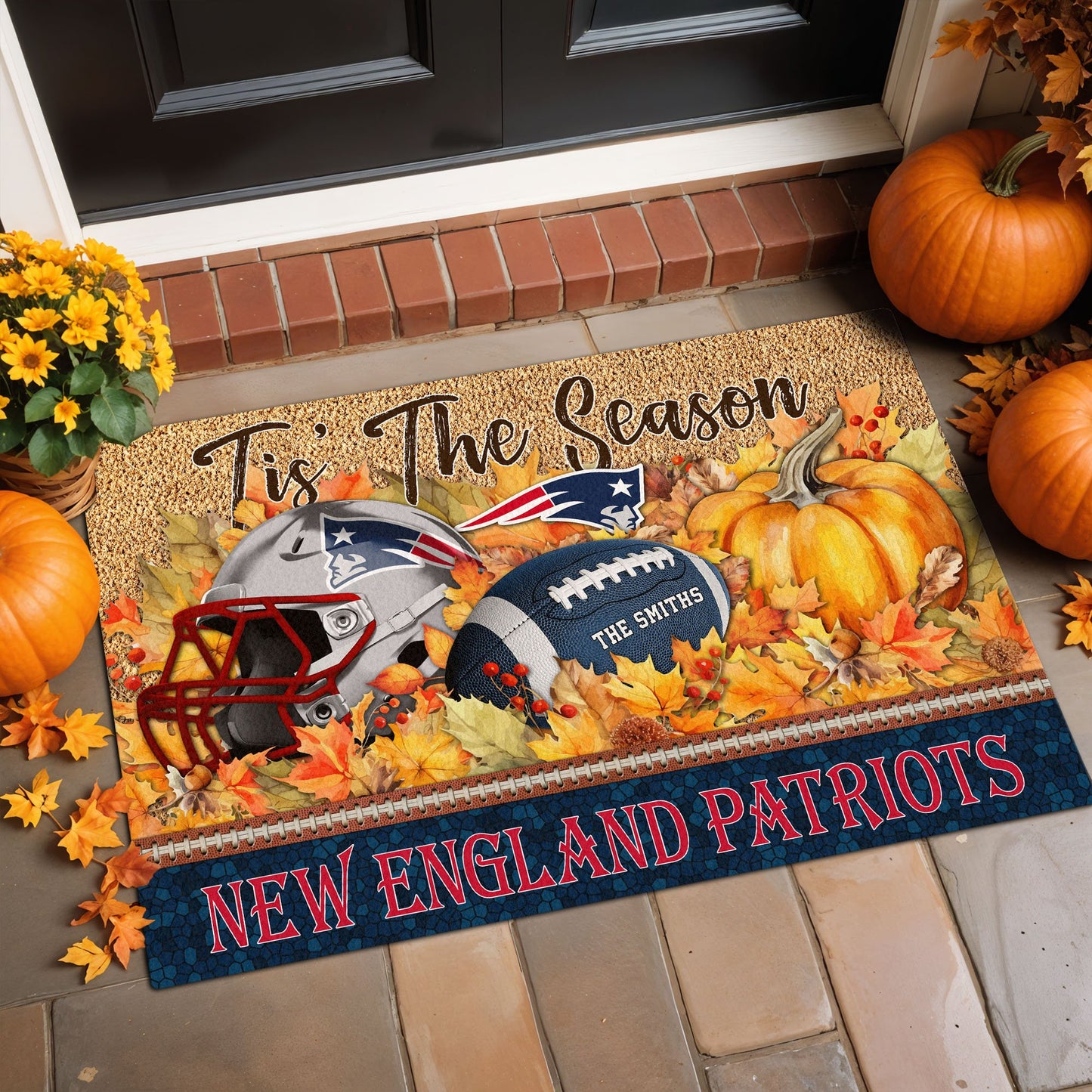 New England Patriots Doormat Custom Your Family Name And Choose Your Quotes, Sport Doormat, Sport Gifts For Fan EHIVM-60421N
