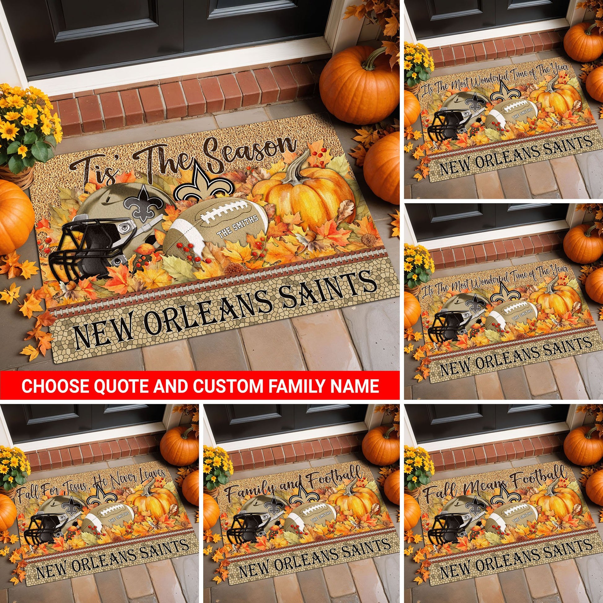 New Orleans Saints Doormat Custom Your Family Name And Choose Your Quotes, Sport Doormat, Sport Gifts For Fan EHIVM-60421N
