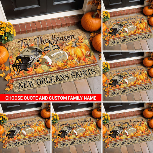 New Orleans Saints Doormat Custom Your Family Name And Choose Your Quotes, Sport Doormat, Sport Gifts For Fan EHIVM-60421N