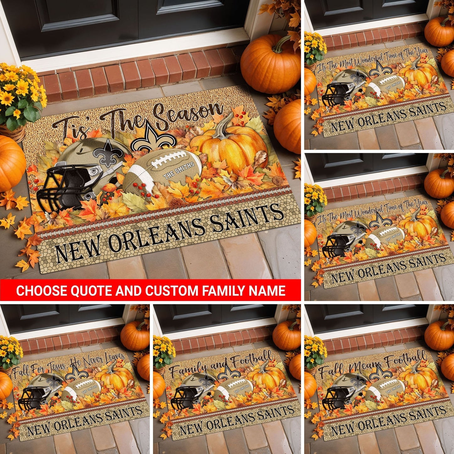 New Orleans Saints Doormat Custom Your Family Name And Choose Your Quotes, Sport Doormat, Sport Gifts For Fan EHIVM-60421N