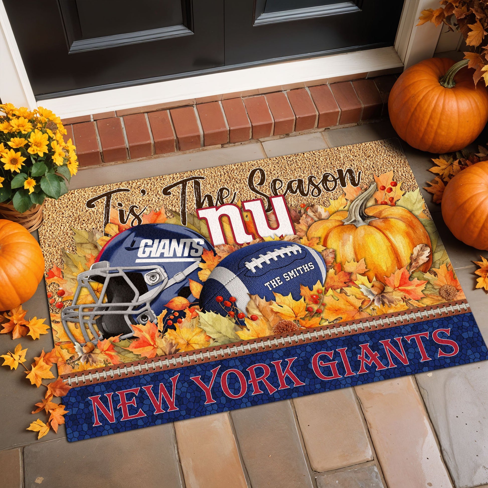New York Giants Doormat Custom Your Family Name And Choose Your Quotes, Sport Doormat, Sport Gifts For Fan EHIVM-60421N