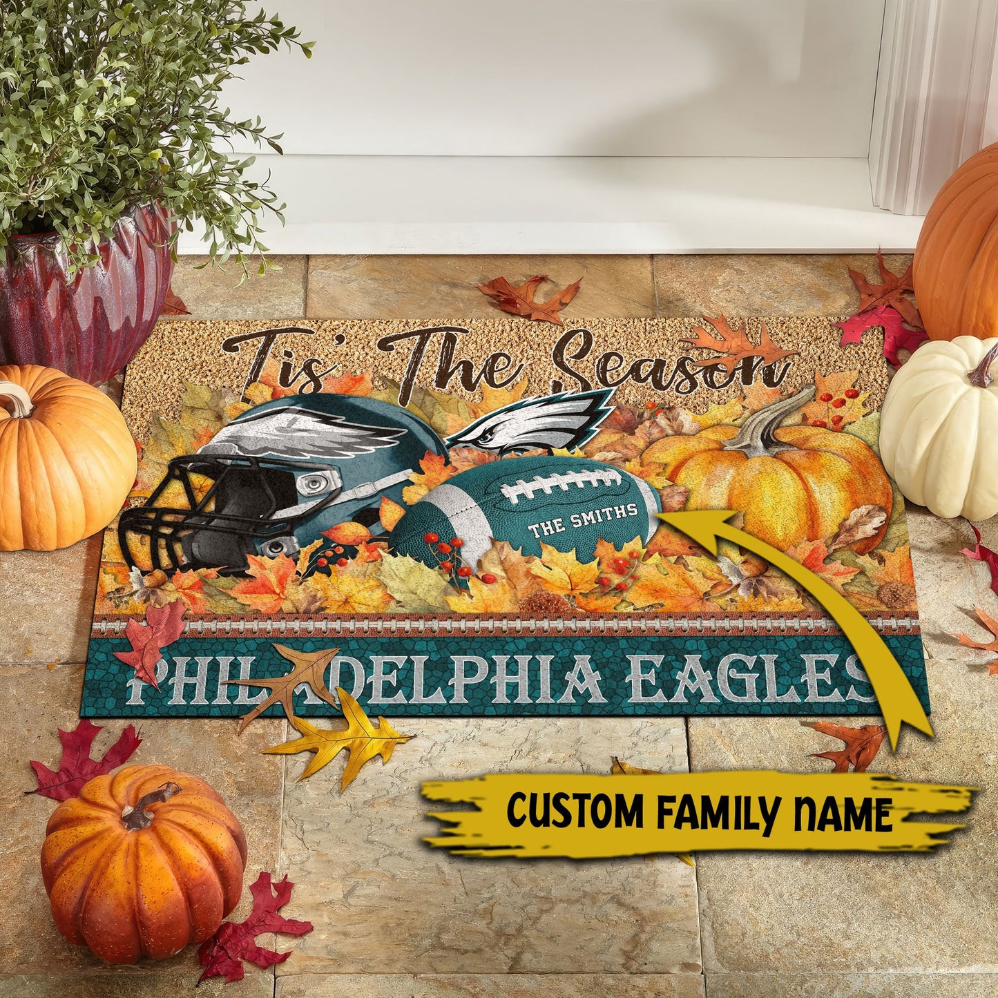 Philadelphia Eagles Doormat Custom Your Family Name And Choose Your Quotes, Sport Doormat, Sport Gifts For Fan EHIVM-60421N