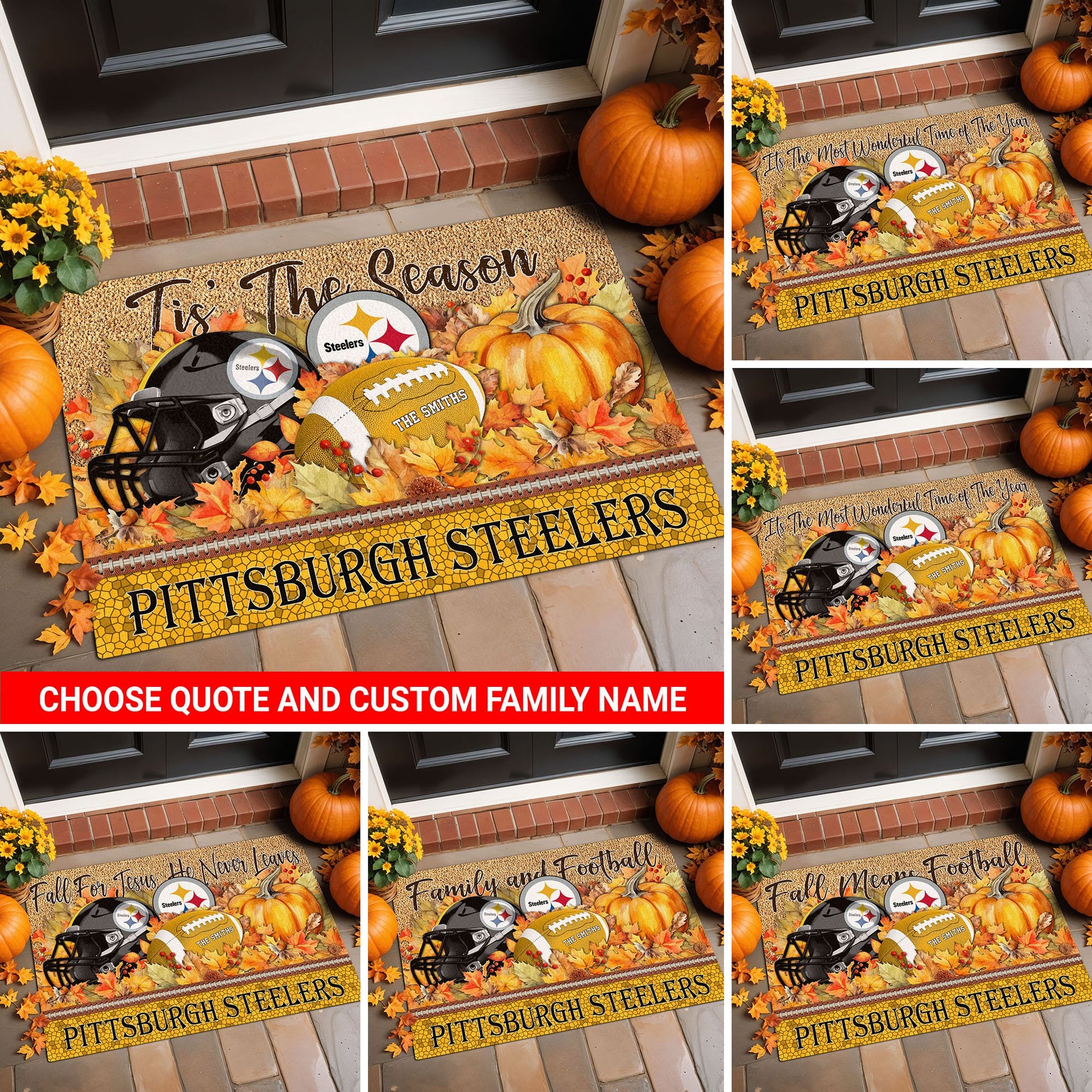 Pittsburgh Steelers Doormat Custom Your Family Name And Choose Your Quotes, Sport Doormat, Sport Gifts For Fan EHIVM-60421N