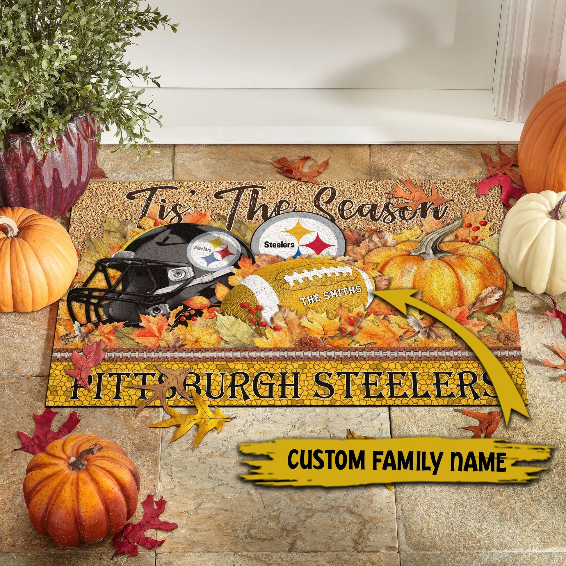 Pittsburgh Steelers Doormat Custom Your Family Name And Choose Your Quotes, Sport Doormat, Sport Gifts For Fan EHIVM-60421N