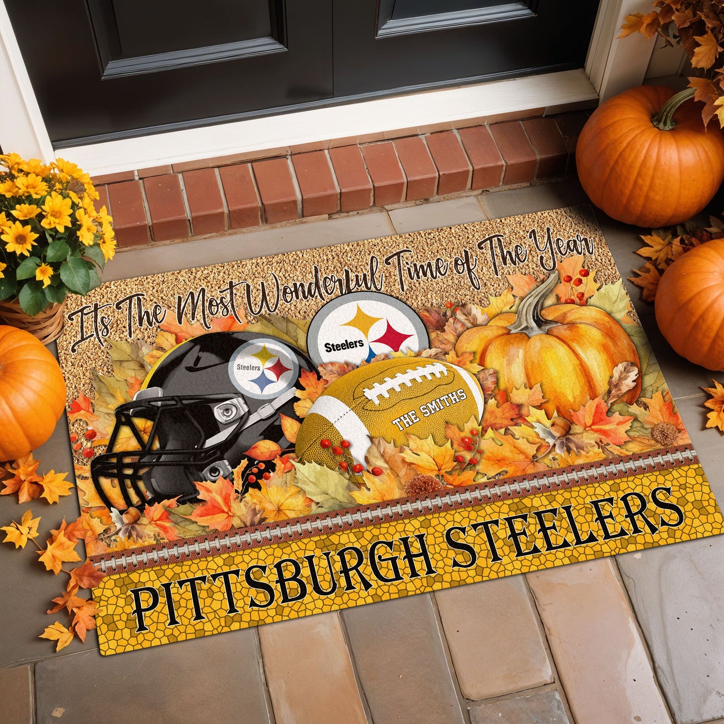 Pittsburgh Steelers Doormat Custom Your Family Name And Choose Your Quotes, Sport Doormat, Sport Gifts For Fan