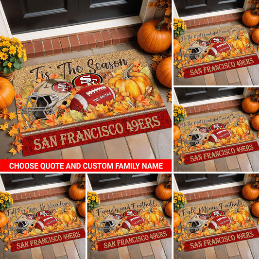 San Francisco 49ers Doormat Custom Your Family Name And Choose Your Quotes, Sport Doormat, Sport Gifts For Fan EHIVM-60421N