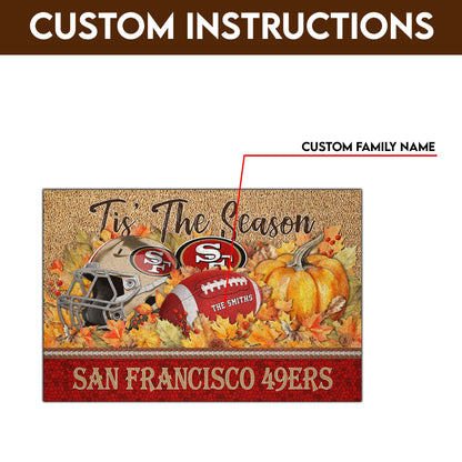 San Francisco 49ers Doormat Custom Your Family Name And Choose Your Quotes, Sport Doormat, Sport Gifts For Fan