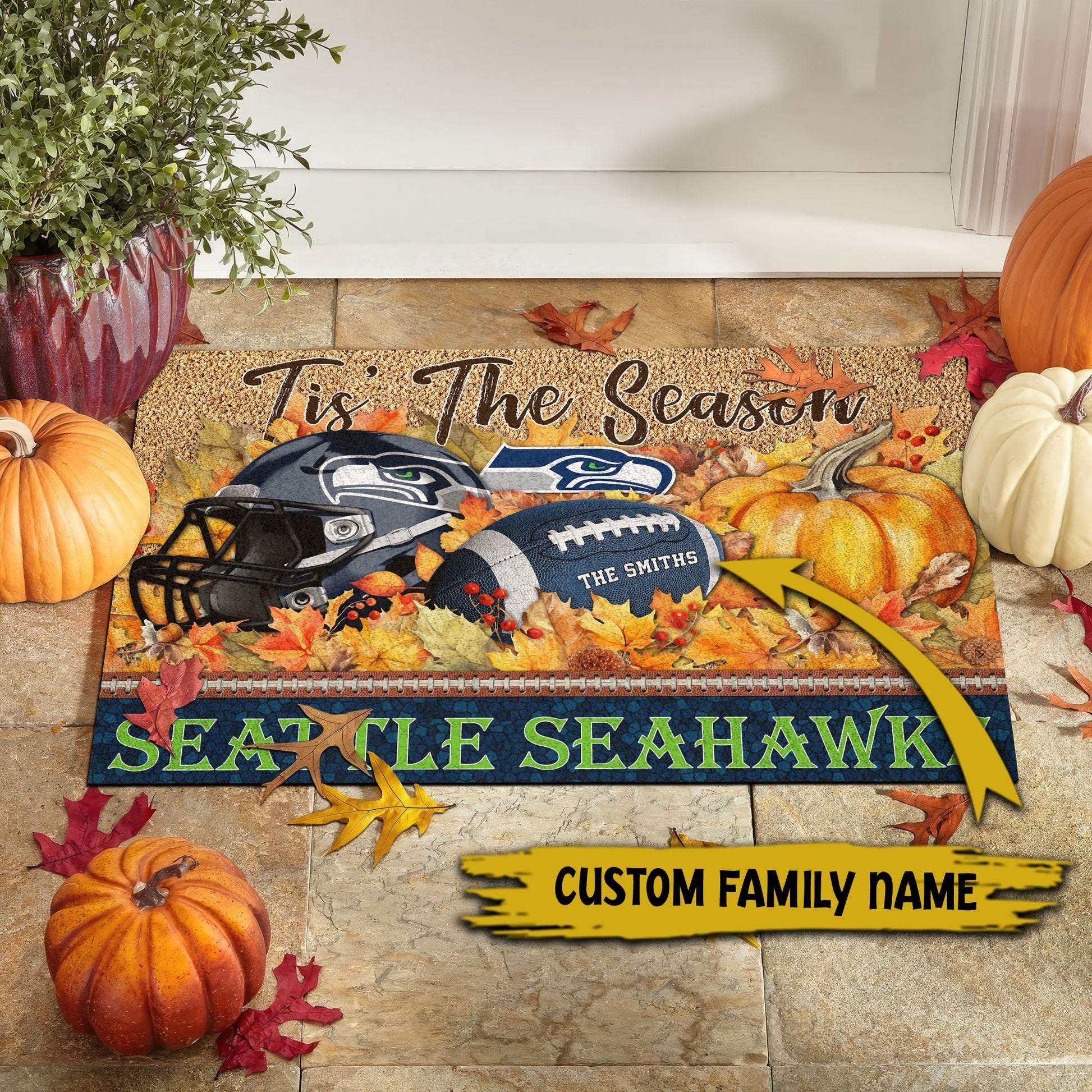 Seattle Seahawks Doormat Custom Your Family Name And Choose Your Quotes, Sport Doormat, Sport Gifts For Fan EHIVM-60421N