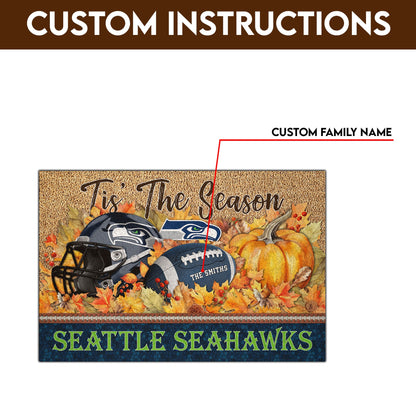 Seattle Seahawks Doormat Custom Your Family Name And Choose Your Quotes, Sport Doormat, Sport Gifts For Fan