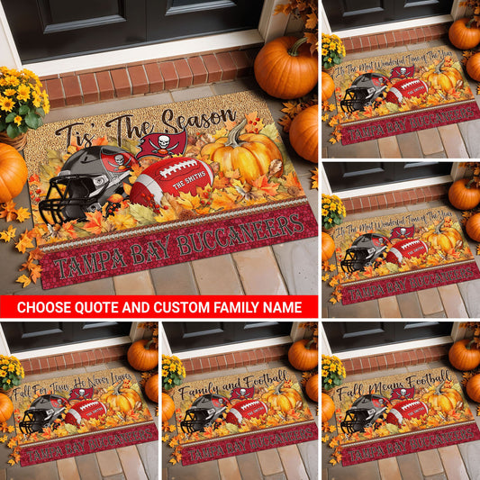 Tampa Bay Buccaneers Doormat Custom Your Family Name And Choose Your Quotes, Sport Doormat, Sport Gifts For Fan EHIVM-60421N