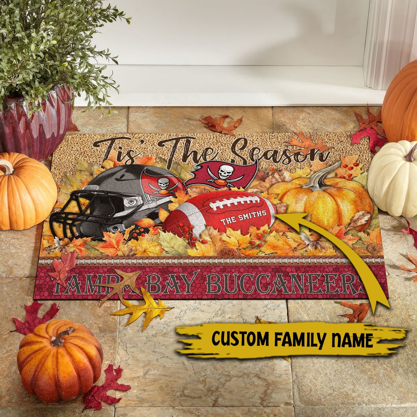 Tampa Bay Buccaneers Doormat Custom Your Family Name And Choose Your Quotes, Sport Doormat, Sport Gifts For Fan EHIVM-60421N