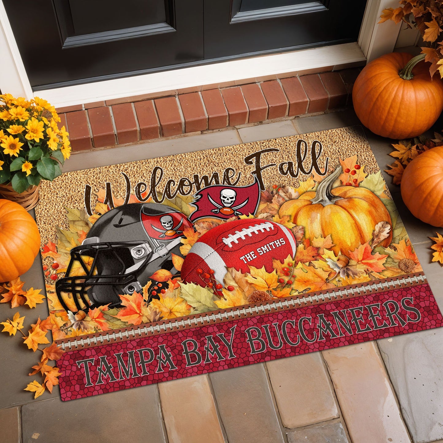 Tampa Bay Buccaneers Doormat Custom Your Family Name And Choose Your Quotes, Sport Doormat, Sport Gifts For Fan