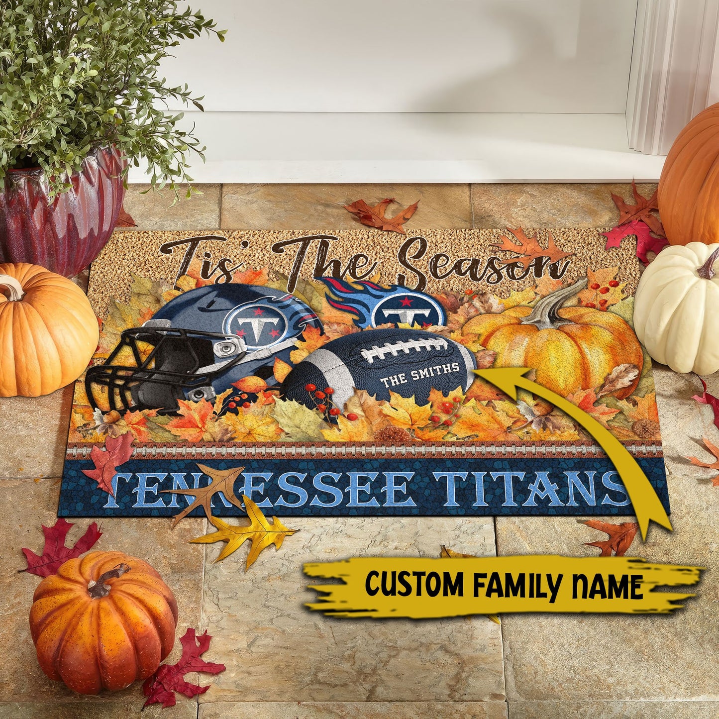 Tennessee Titans Doormat Custom Your Family Name And Choose Your Quotes, Sport Doormat, Sport Gifts For Fan EHIVM-60421N