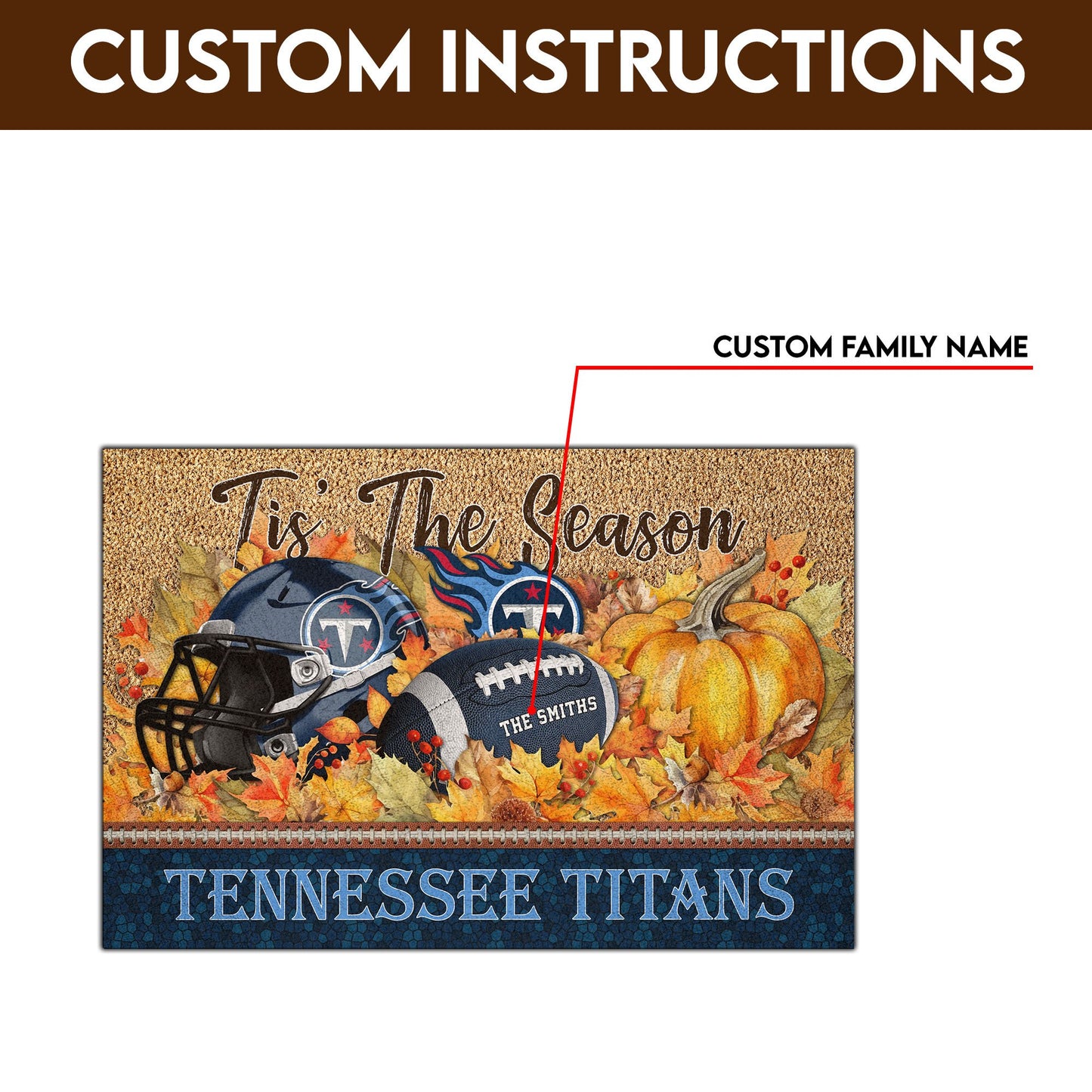 Tennessee Titans Doormat Custom Your Family Name And Choose Your Quotes, Sport Doormat, Sport Gifts For Fan