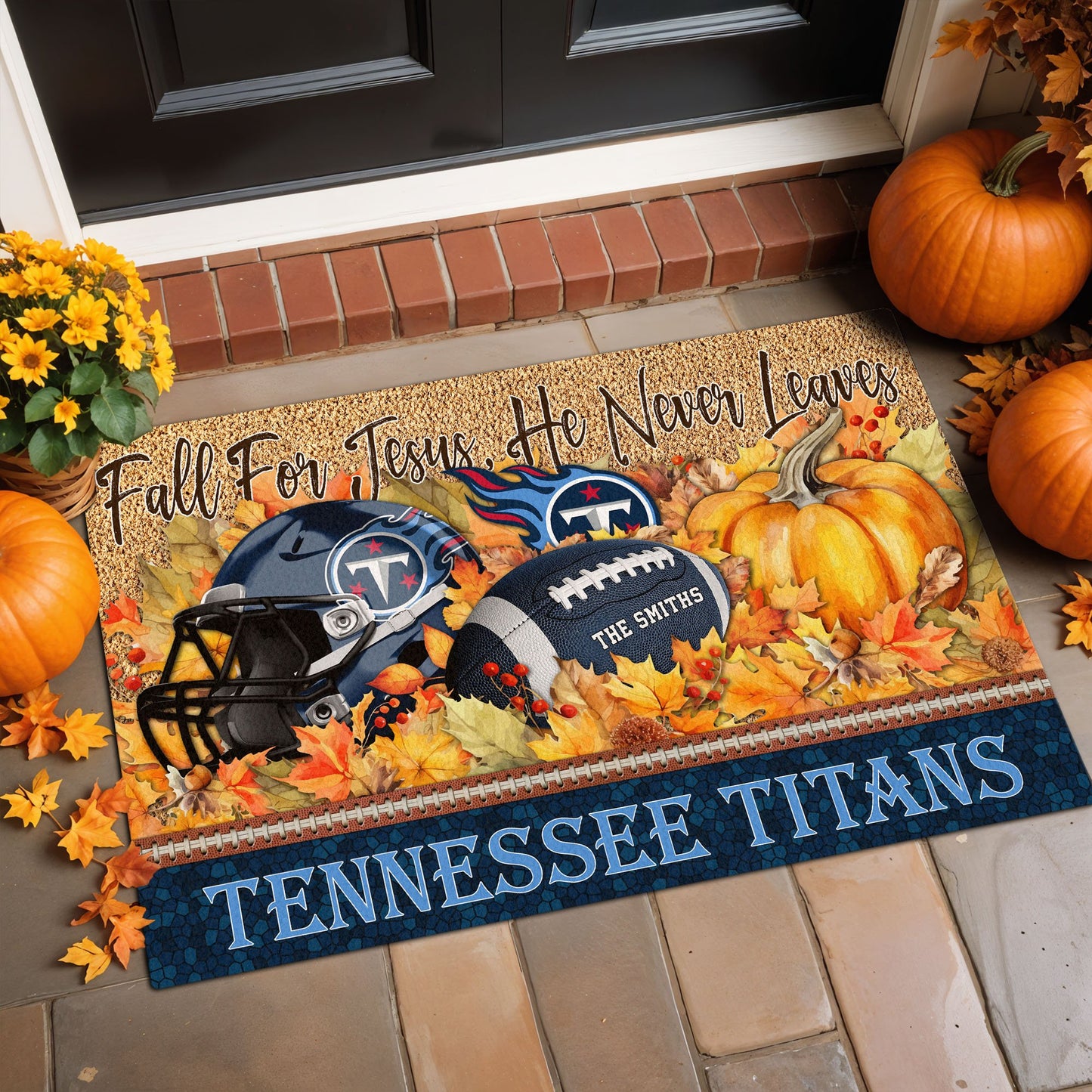Tennessee Titans Doormat Custom Your Family Name And Choose Your Quotes, Sport Doormat, Sport Gifts For Fan