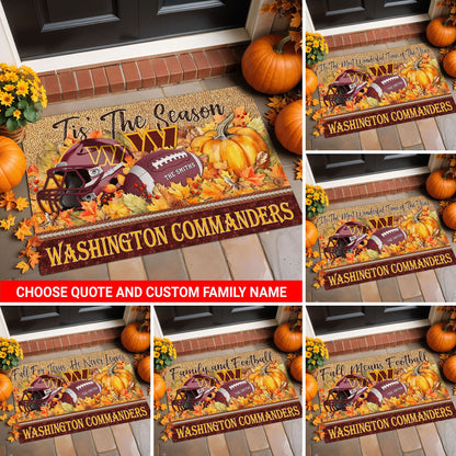 Washington Commanders Doormat Custom Your Family Name And Choose Your Quotes, Sport Doormat, Sport Gifts For Fan EHIVM-60421N