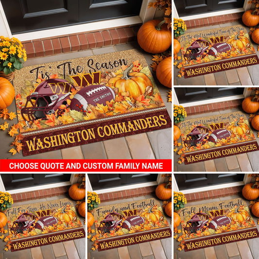 Washington Commanders Doormat Custom Your Family Name And Choose Your Quotes, Sport Doormat, Sport Gifts For Fan EHIVM-60421N
