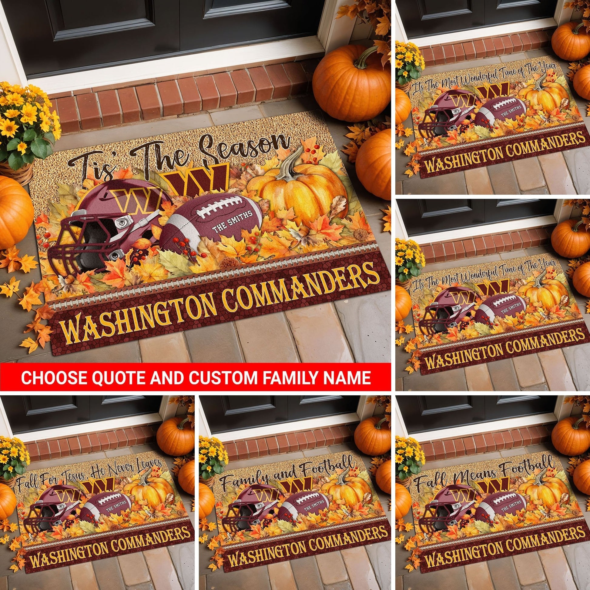 Washington Commanders Doormat Custom Your Family Name And Choose Your Quotes, Sport Doormat, Sport Gifts For Fan EHIVM-60421N