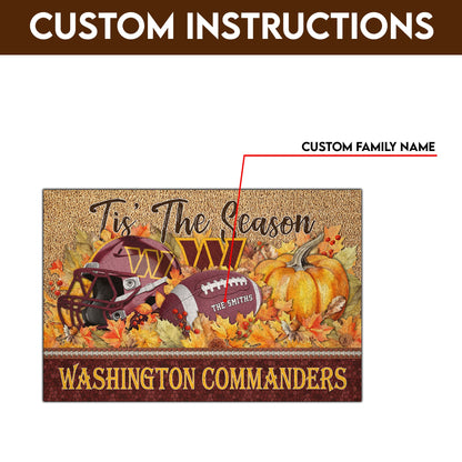 Washington Commanders Doormat Custom Your Family Name And Choose Your Quotes, Sport Doormat, Sport Gifts For Fan