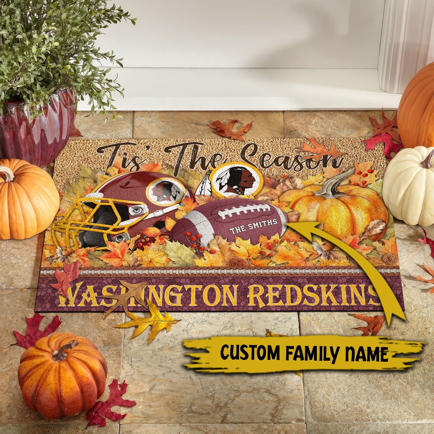 Washington Redskins Doormat Custom Your Family Name And Choose Your Quotes, Sport Doormat, Sport Gifts For Fan EHIVM-60421N