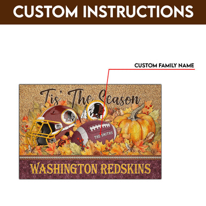 Washington Redskins Doormat Custom Your Family Name And Choose Your Quotes, Sport Doormat, Sport Gifts For Fan